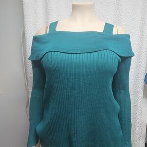Teal Off-Shoulder Sweater